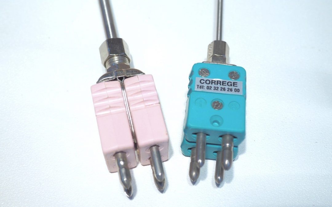 Thermocouple double sortie par connecteurs mâles standard